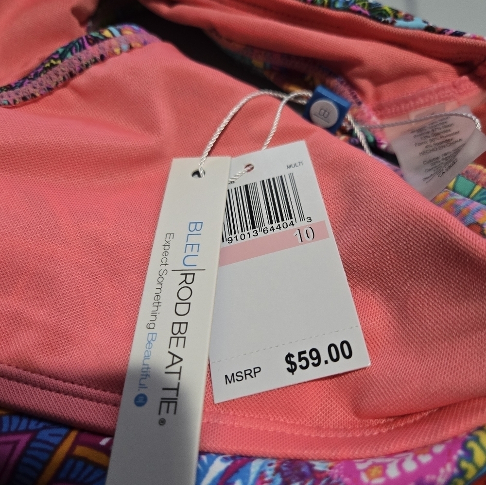Bleu Rod Beattie Red and Pink Bikini Swim, SIZE 10 - Picture 5 of 8